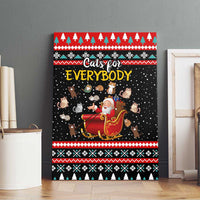 Funny Santa Canvas Wall Art with Cats for Everybody Quote and Red Christmas Pattern - Wonder Print Shop