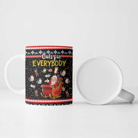 Funny Santa Ceramic Mug with Cats for Everybody Quote and Red Christmas Pattern - Wonder Print Shop