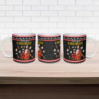 Funny Santa Ceramic Mug with Cats for Everybody Quote and Red Christmas Pattern - Wonder Print Shop