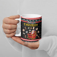 Funny Santa Ceramic Mug with Cats for Everybody Quote and Red Christmas Pattern - Wonder Print Shop