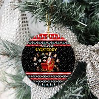 Funny Santa Ceramic Ornament with Cats for Everybody Quote and Red Christmas Pattern - Wonder Print Shop