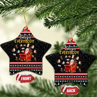 Funny Santa Ceramic Ornament with Cats for Everybody Quote and Red Christmas Pattern - Wonder Print Shop