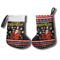 Funny Santa Christmas Stocking with Cats for Everybody Quote and Red Christmas Pattern - Wonder Print Shop