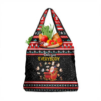 Funny Santa Grocery Bag with Cats for Everybody Quote and Red Christmas Pattern - Wonder Print Shop