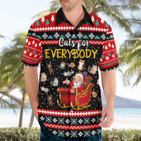 Funny Santa Hawaiian Shirt with Cats for Everybody Quote and Red Christmas Pattern - Wonder Print Shop