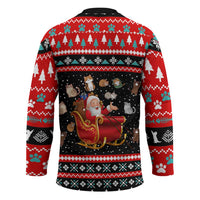 Funny Santa Hockey Jersey with Cats for Everybody Quote and Red Christmas Pattern - Wonder Print Shop