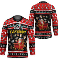 Funny Santa Hockey Jersey with Cats for Everybody Quote and Red Christmas Pattern - Wonder Print Shop