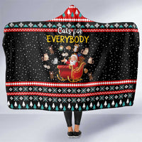 Funny Santa Hooded Blanket with Cats for Everybody Quote and Red Christmas Pattern - Wonder Print Shop