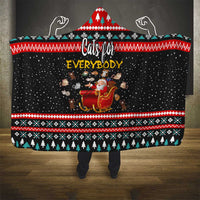Funny Santa Hooded Blanket with Cats for Everybody Quote and Red Christmas Pattern - Wonder Print Shop
