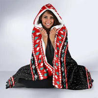 Funny Santa Hooded Blanket with Cats for Everybody Quote and Red Christmas Pattern - Wonder Print Shop