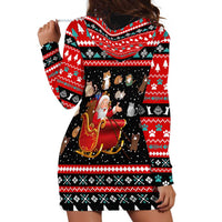 Funny Santa Hoodie Dress with Cats for Everybody Quote and Red Christmas Pattern - Wonder Print Shop