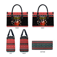 Funny Santa Leather Bag with Cats for Everybody Quote and Red Christmas Pattern - Wonder Print Shop