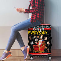 Funny Santa Luggage Cover with Cats for Everybody Quote and Red Christmas Pattern - Wonder Print Shop