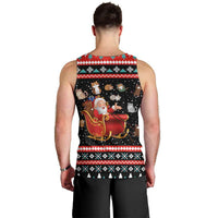 Funny Santa Men Tank Top with Cats for Everybody Quote and Red Christmas Pattern - Wonder Print Shop