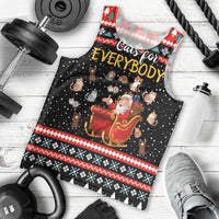 Funny Santa Men Tank Top with Cats for Everybody Quote and Red Christmas Pattern - Wonder Print Shop