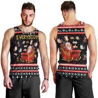 Funny Santa Men Tank Top with Cats for Everybody Quote and Red Christmas Pattern - Wonder Print Shop