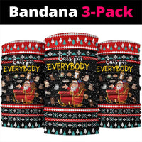 Funny Santa Neck Gaiter with Cats for Everybody Quote and Red Christmas Pattern - Wonder Print Shop