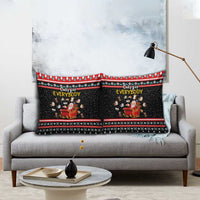 Funny Santa Pillow Cover with Cats for Everybody Quote and Red Christmas Pattern - Wonder Print Shop