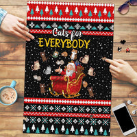Funny Santa Puzzle with Cats for Everybody Quote and Red Christmas Pattern - Wonder Print Shop