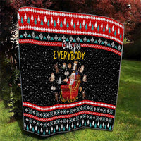 Funny Santa Quilt with Cats for Everybody Quote and Red Christmas Pattern - Wonder Print Shop