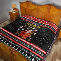 Funny Santa Quilt with Cats for Everybody Quote and Red Christmas Pattern - Wonder Print Shop