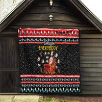 Funny Santa Quilt with Cats for Everybody Quote and Red Christmas Pattern - Wonder Print Shop