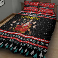 Funny Santa Quilt Bed Set with Cats for Everybody Quote and Red Christmas Pattern - Wonder Print Shop