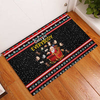 Funny Santa Rubber Doormat with Cats for Everybody Quote and Red Christmas Pattern - Wonder Print Shop