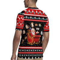 Funny Santa Rugby Jersey with Cats for Everybody Quote and Red Christmas Pattern - Wonder Print Shop
