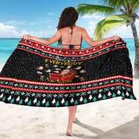 Funny Santa Sarong with Cats for Everybody Quote and Red Christmas Pattern - Wonder Print Shop