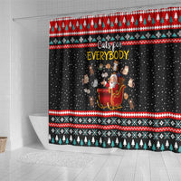 Funny Santa Shower Curtain with Cats for Everybody Quote and Red Christmas Pattern - Wonder Print Shop