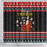 Funny Santa Shower Curtain with Cats for Everybody Quote and Red Christmas Pattern - Wonder Print Shop