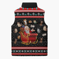 Funny Santa Sleeveless Puffer Jacket with Cats for Everybody Quote and Red Christmas Pattern - Wonder Print Shop