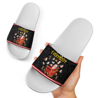 Funny Santa Slide Sandals with Cats for Everybody Quote and Red Christmas Pattern - Wonder Print Shop