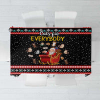 Funny Santa Tablecloth with Cats for Everybody Quote and Red Christmas Pattern - Wonder Print Shop