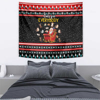 Funny Santa Tapestry with Cats for Everybody Quote and Red Christmas Pattern - Wonder Print Shop