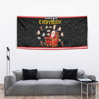 Funny Santa Tapestry with Cats for Everybody Quote and Red Christmas Pattern - Wonder Print Shop
