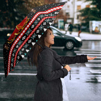Funny Santa Umbrella with Cats for Everybody Quote and Red Christmas Pattern - Wonder Print Shop