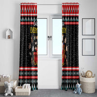 Funny Santa Window Curtain with Cats for Everybody Quote and Red Christmas Pattern - Wonder Print Shop