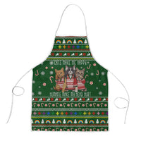 Funny Cats Make Me Happy Humans Make My Head Hurt Quote Apron with Green Christmas Pattern - Wonder Print Shop