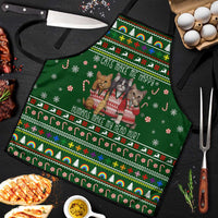Funny Cats Make Me Happy Humans Make My Head Hurt Quote Apron with Green Christmas Pattern - Wonder Print Shop