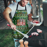 Funny Cats Make Me Happy Humans Make My Head Hurt Quote Apron with Green Christmas Pattern - Wonder Print Shop