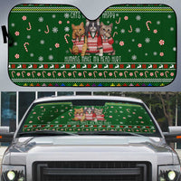 Funny Cats Make Me Happy Humans Make My Head Hurt Quote Auto Sun Shade with Green Christmas Pattern - Wonder Print Shop