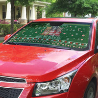 Funny Cats Make Me Happy Humans Make My Head Hurt Quote Auto Sun Shade with Green Christmas Pattern - Wonder Print Shop