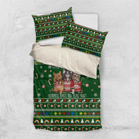 Funny Cats Make Me Happy Humans Make My Head Hurt Quote Bedding Set with Green Christmas Pattern - Wonder Print Shop