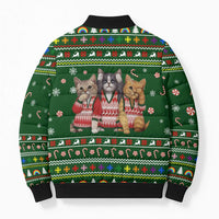 Funny Cats Make Me Happy Humans Make My Head Hurt Quote Bomber Puffer Jacket with Green Christmas Pattern - Wonder Print Shop