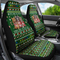 Funny Cats Make Me Happy Humans Make My Head Hurt Quote Car Seat Cover with Green Christmas Pattern - Wonder Print Shop