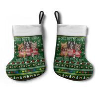 Funny Cats Make Me Happy Humans Make My Head Hurt Quote Christmas Stocking with Green Christmas Pattern - Wonder Print Shop