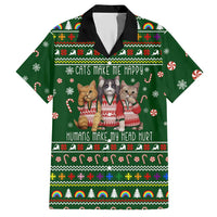 Funny Cats Make Me Happy Humans Make My Head Hurt Quote Hawaiian Shirt with Green Christmas Pattern - Wonder Print Shop