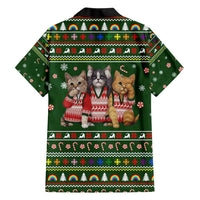 Funny Cats Make Me Happy Humans Make My Head Hurt Quote Hawaiian Shirt with Green Christmas Pattern - Wonder Print Shop